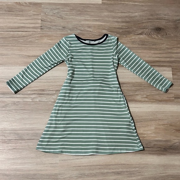 Xtraordinary | Mint Green & White Striped Long Sleeve Knit Dress With Tie Back - Picture 1 of 2